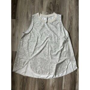 Athleta High Neck Tank Top Gray White Animal Print Flowy Athletic 1X Gymwear